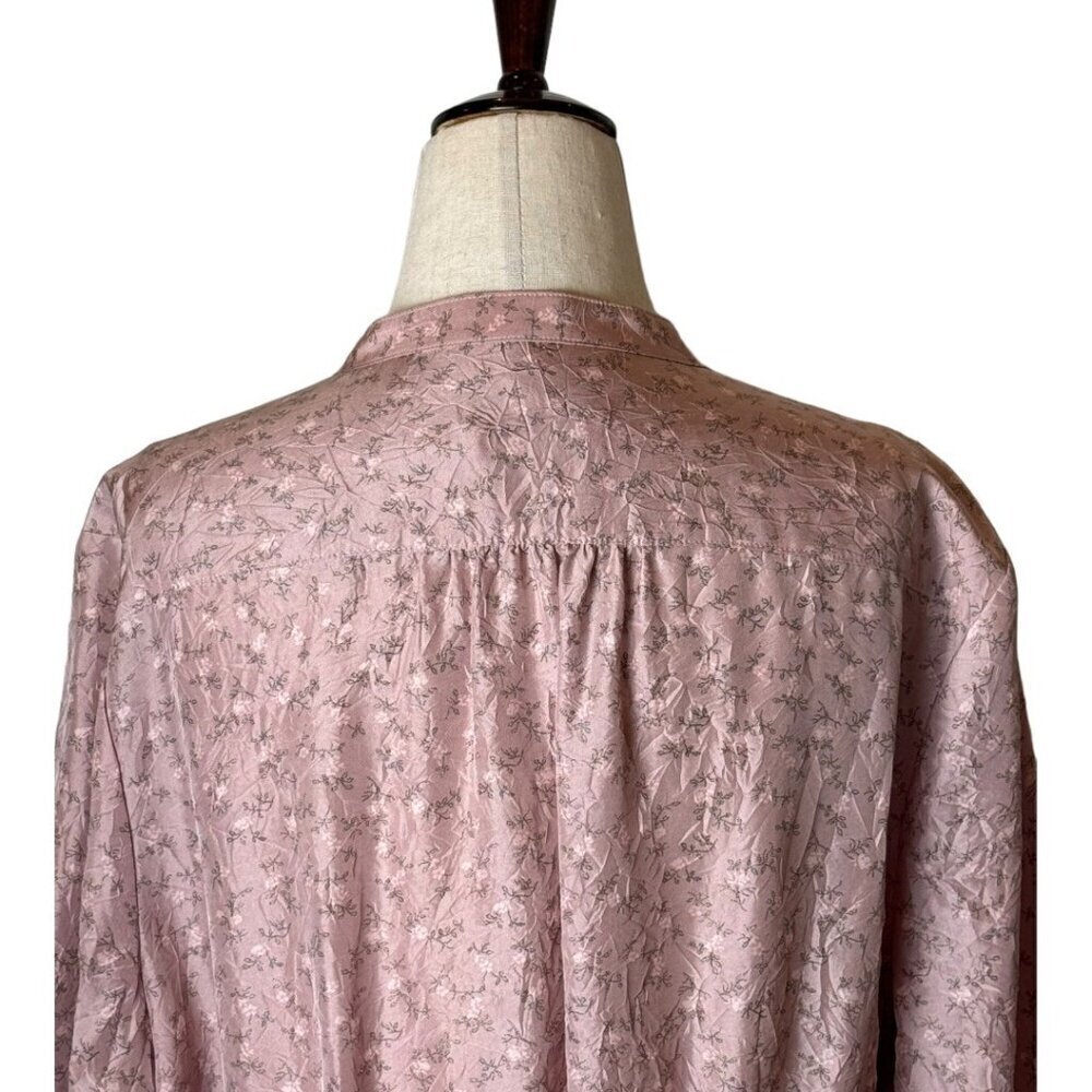 Coach Dress Women 10 Pink Silk Floral Ruffle Front Midi Boho Prairiecore Preppy - Picture 5 of 15